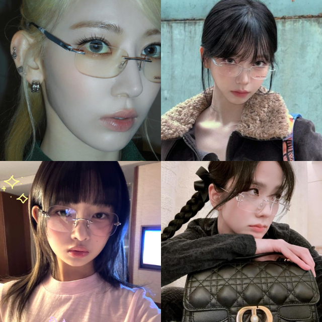 2000Archives リムレス眼鏡 韓国 aespa カリナ kpop （韓国トレンドの  